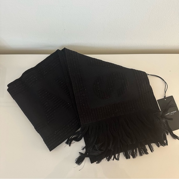 SAINT LAURENT
Logo Sequin Wool-Silk Scarf - Picture 4 of 10